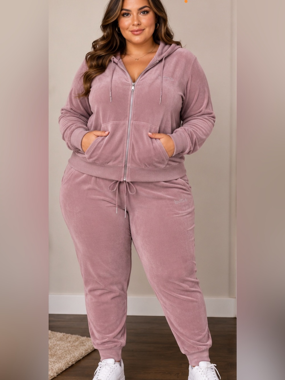 bebe Plush Velour Jogger Set in Mauve